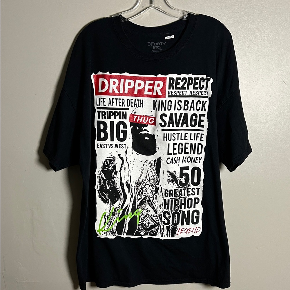 Biggie Smalls Dripper Newspaper Print Men’s Hip Hop Rap T-Shirt Size XXL